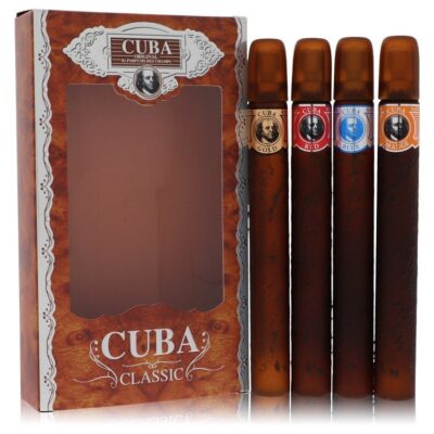 Cuba Gold by Fragluxe Gift Set — Cuba Variety Set includes All Four 1.15 oz Sprays Cuba Red Cuba Blue Cuba Gold and Cuba Orange (Men)