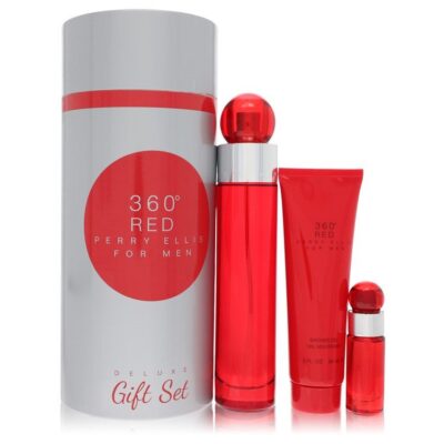 Perry Ellis 360 Red by Perry Ellis Gift Set — 3.4 oz Eau De Toilette Spray + .25 oz Mini EDT Spray + 3 oz Shower Gel in Tube Box (Men)