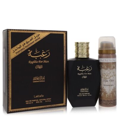 Lattafa Raghba Man by Lattafa Eau De Parfum Spray plus 1.7 oz Deodorant Spray 3.4 oz (Men)